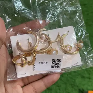 LULA ROSE Anting Emas Wanita Set Gaya Korea｜Hoop & Mutiara
