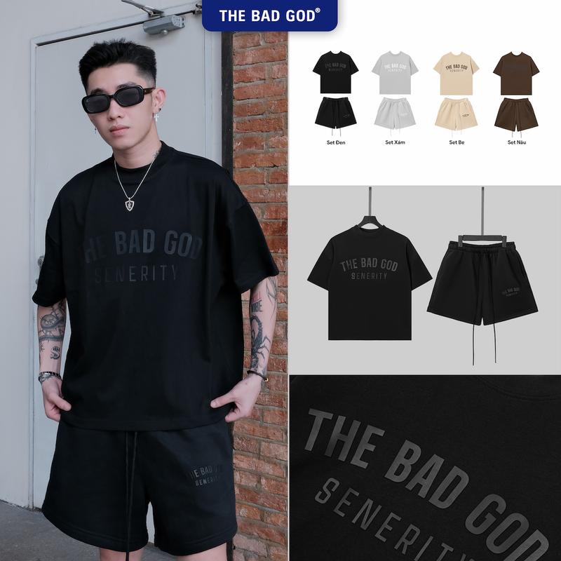 Set Bộ Nam NữThe Bad God  Serenity Bold Short Áo Cotton & Quần Nỉ Bông Unisex Freesize Thoải Mái