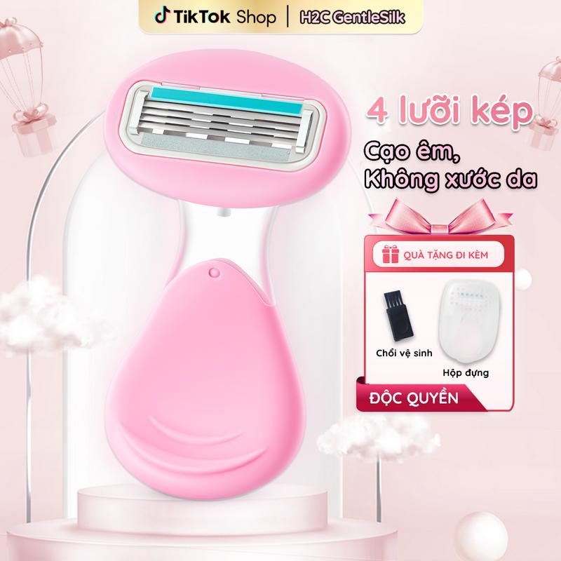 Dao cạo 4 lưỡi (có thể thay thế lưỡi dao), dao cạo nữ, dao cạo bikini H2C GentleSilk Venus spa (có che tên)