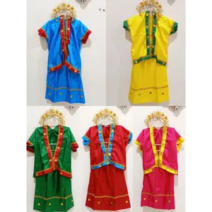 Baju Bodo dengan Bando Kreasi Anak Perempuan TK SD / Baju Adat Sulawesi / Baju Adat Bugis Makassar