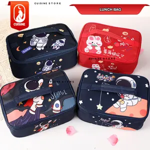 Tas Bekal Anak Persegi Panjang BESAR 28 CM LUNCH BAG Karakter ASTRONOT BEAR DINOSAURUS Premium Quality