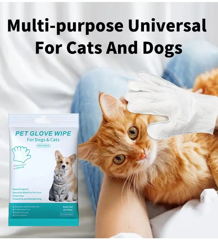 1Pack isi 6pcs Sarung Tangan Sekali Pakai Kucing Pet Dry Cleaning Sarung Tangan Pembersih Anjing Tisu Basah Mandi Pembersihan Pijat Perlengkapan Pembersih Hewan Peliharaan/pet grooming