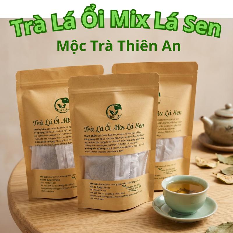 TRÀ LÁ ỔI Mix Lá Sen - Mộc Trà Thiên An Nước Trà Tea Mã Không Kèm Quà Tặng