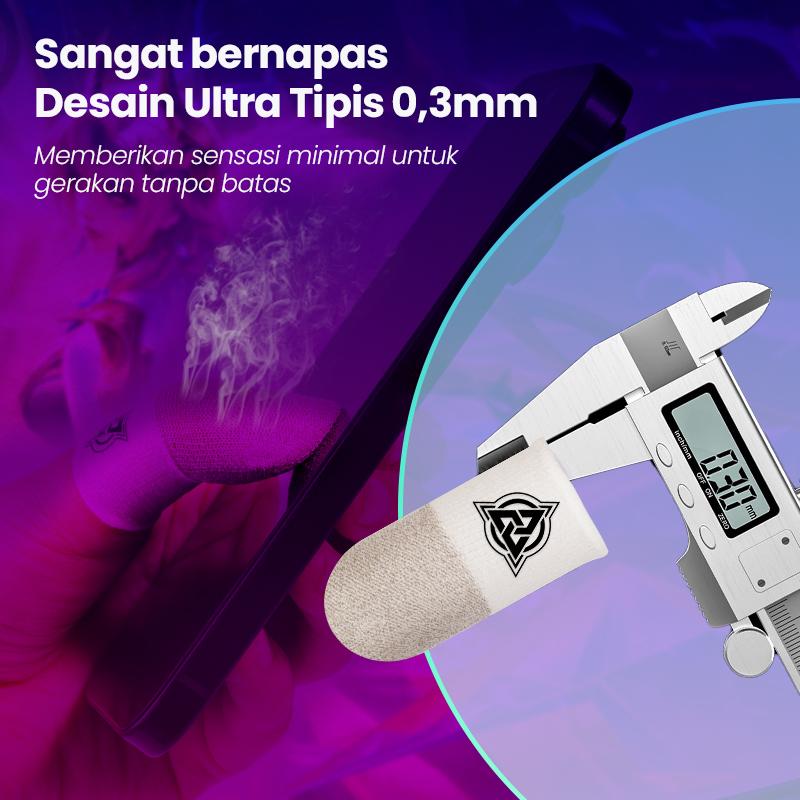 ‌BlueWow V4 Ice SilkFinger Sleeve/Pro Lengan Jari- Putih Sarung Jari Gaming Generasi Baru - Material Ice Silk/Shark Gaming-Material Nanofiber Premium | High Sensitivity & No Miss Touch | Anti-Sweat + Screen Safe untuk Garena/PUBG/MLBB
