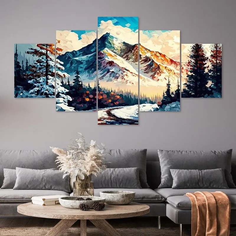AINUN.....WALLDECOR HIASAN DINDING PAJANGAN RUANG TAMU MOTIF PEMANDANGAN 1SET 5PICIS/HIASAN DINGDING DEKORASI RUMAH POSTER KAYU MDF Kualitas Tinggi 0