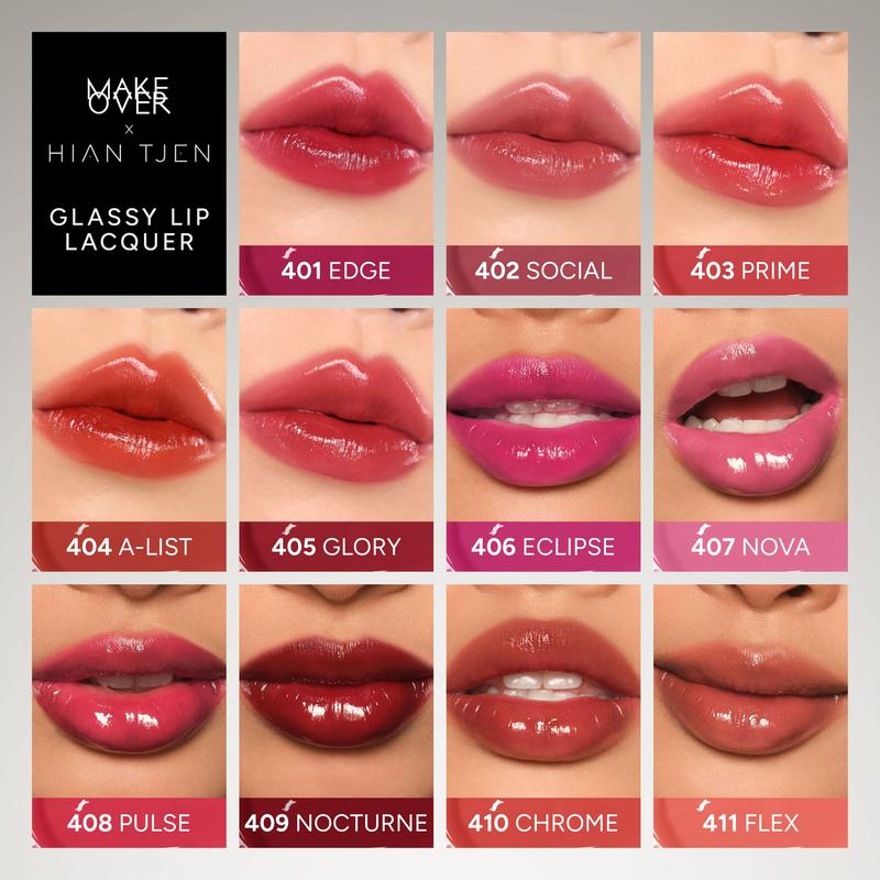 MAKE OVER Glassy Lip Lacquer X Hian Tjen - Lip Gloss Lip Tint Lipcream Lip Cream Lipstick Make Up Pigmented BEST SELLER long lasting time less stain with euphoria 7