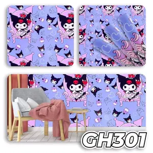 [BELI 5 ROLL AKAN DI KIRIM 6 ROLL] wallpaper stiker dinding motif karakter kuromi ukuran 4mX 45cm non-transparant tebal mudah di pasang elegan cocok untuk semua ruangan