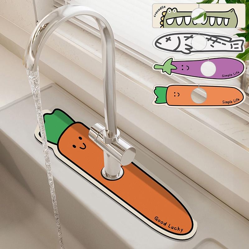 Kitchen Drain Pad Carrot Faucet Absorbent Mat Cartoon Wash Station Diatom Mud Pool Splashproof Drainage Mat 0