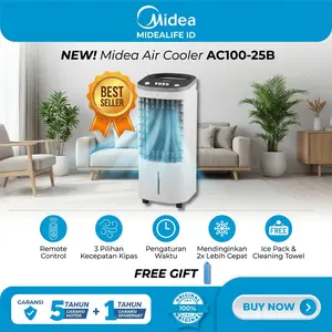【Promo Ramadan Deals】Midea Air Cooler AC100-25B – Air Cooler 5L dengan – Pendingin Multifungsi 3 Level Adjustable