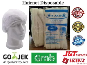 Hairnet Medis Head Cap Sekali Pakai Nurse Cap Medis Hair cap Hair net Harga Per Pack isi 10 Pcs