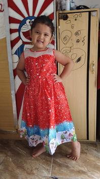 Product Review of [BrandedBaby] Baju Dress Natal Anak Perempuan Satin Printing Lengan Kutung Kids Fashion from N**e 2