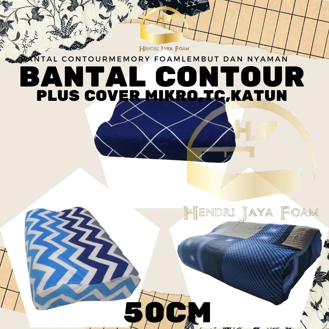 Bantal counture/bantal tidur dewasa kesehatan leher ukuran 50 x 35 keniting putih gratis cover mikro,tc,katun