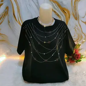 ATASAN BLUS WANITA KALUNG DENGAN HIASAN RHINESTONE DAN PERLAMAN ELEGAN IDEAL UNTUK ACARA SPESIAL