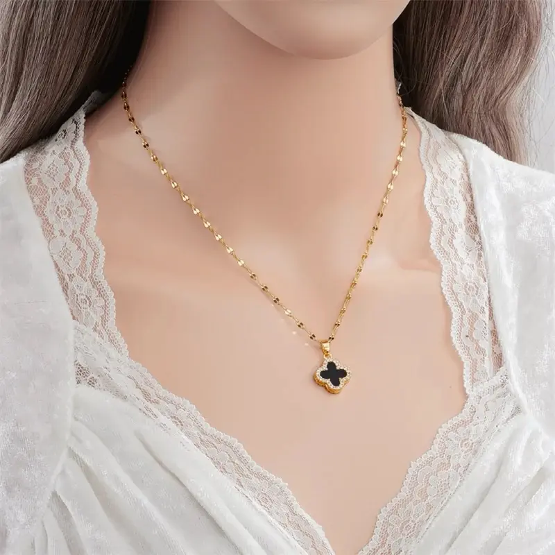 Kalung Titanium Wanita Fashion Terbaru Rantai Pecah Kopi Anti Karat - Aksesoris