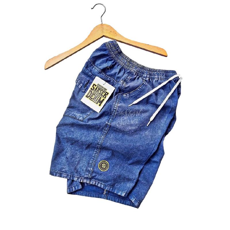 Boardshort Celana Pendek Pria Jeans Sea Wash Denim Kain Tebal Premium Quality Dark Blue Navy Celana Kolor Distro Surfing Pantai Santai Nyaman Celana Pendek Laki Laki Tren 1