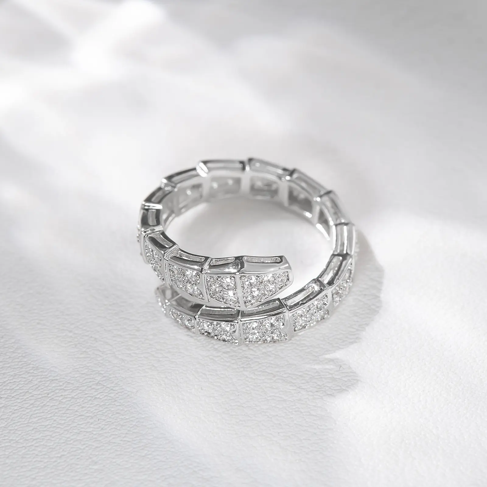 Luxury Snake Ring for Women - Adjustable Open-Ended Statement Ring with AAA Cubic Zirconia, 18K Gold/Platinum Plated Fashion Jewelry
