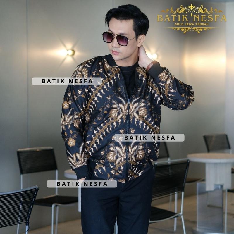 Jaket batik bomber pria keris hitam murah berkualitas 2