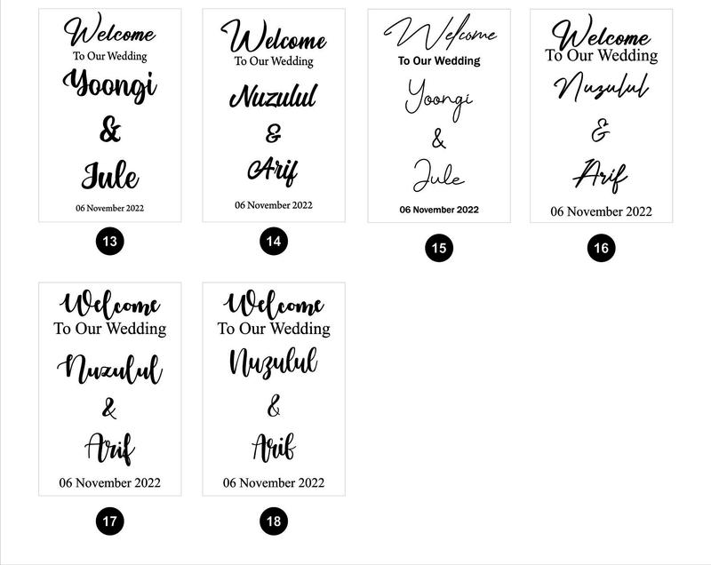 Stiker Cutting Welcome Sign 60 X 40 / Dekorasi Lamaran / Wooden Sign / Wedding Sign 1
