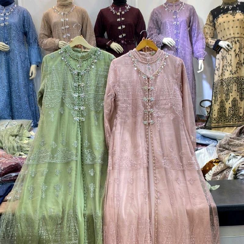 Ghalya Dress Versi 2 Satin Silk Lapis Tile mix brokat Payet || RONAACHRISS 3