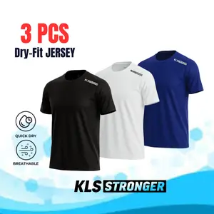 Paket 3 pcs Kaos Baju Olahraga Pria T-Shirt Jersey Lari KLS Bahan Dry Fit Breathable Quickdry
