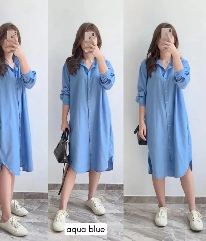 Baju Tunik Kemeja Wanita Muslim Kain Syakila Twill Premium Kancing Aktif 0