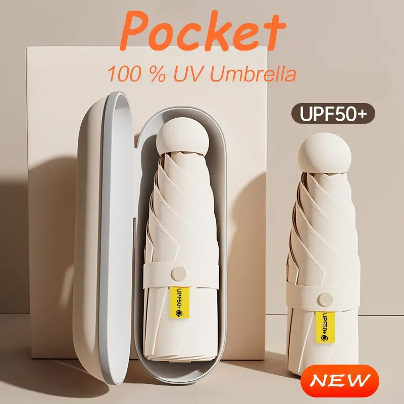 Pocket Mini  Umbrella 100% UV Protection Compact Portable Rain Folding Mini Umbrella Sports & Outdoors outdoor accessories