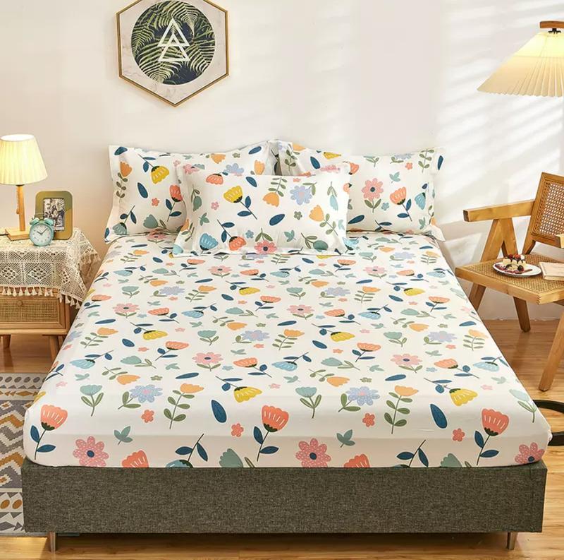 Product Introduction of Pure Cotton Fitted Sheet and 2pcs Pillowcases Kids Mattress Cover Protector Four Corners with Elastic Band 16 Sizes 100% Cotton 12