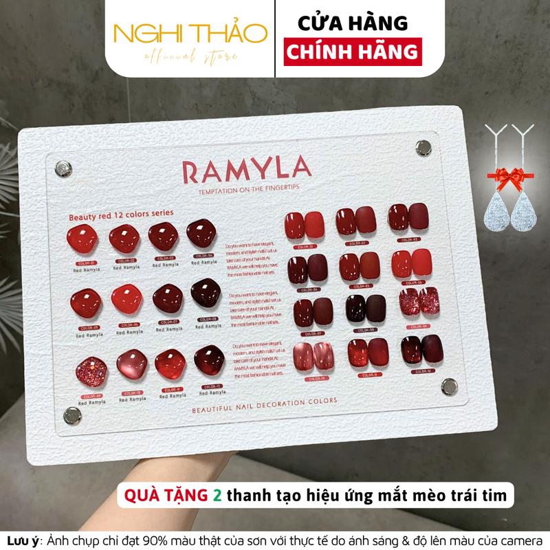 Set sơn gel đỏ RAMYLA 12 màu Nghi Thảo[Tặng thanh tạo mắt mèo trái tim]