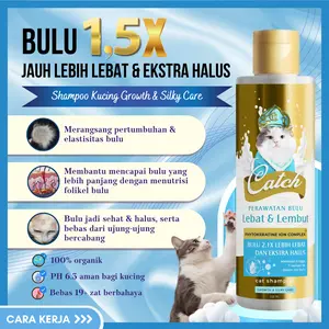 Catch - Shampo Kucing Bulu Lebat & Halus - Bulu 1,5x Jauh Lebih Lebat & Ekstra Halus (Phytokeratine)