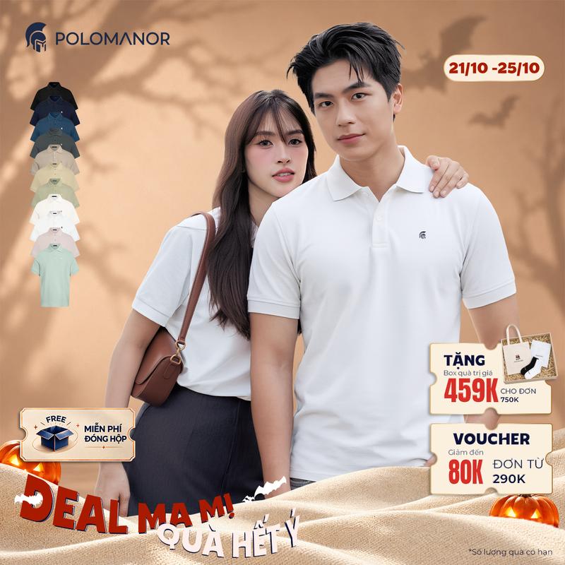 Áo polo nam Có Cổ BASIC SYMBOL ngắn tay vải cá sấu cotton Pique interlock cổ điển, sang trọng, Menswear - POLOMANOR thanh lịch