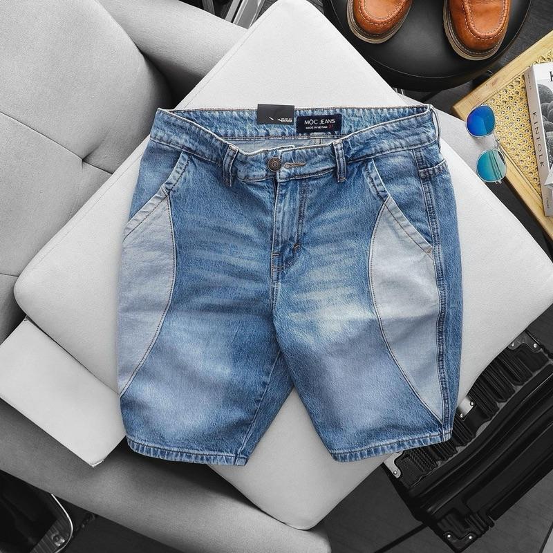 Quần short jean nam túi xéo màu sáng slim fit ôm dáng nhẹ co giãn VNXK Menswear