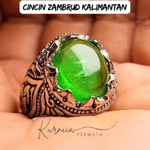 Cincin Batu Zambrud Kalimantan Asli / Zamkal Green Tekstite Rings Akik Alpaka Super Mewah Elegan Anti Karat