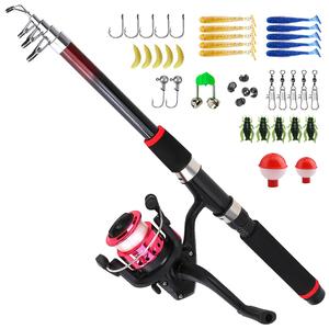 Set de Caña de Pescar Telescópica de 1.8m & Carrete de Pesca & Accesorios de Pesca, Set Portátil de Caña de Pescar para Viaje, Accesorios de Pesca para Pesca al Aire Libre