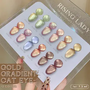 Rising Lady 7.3ml 12Colors Kutek Gel White Moonlight Gold Gradient Cat Eye Gel Polish/Kutek UV Gel/Kutek Gel Cat Eye/Nail Art