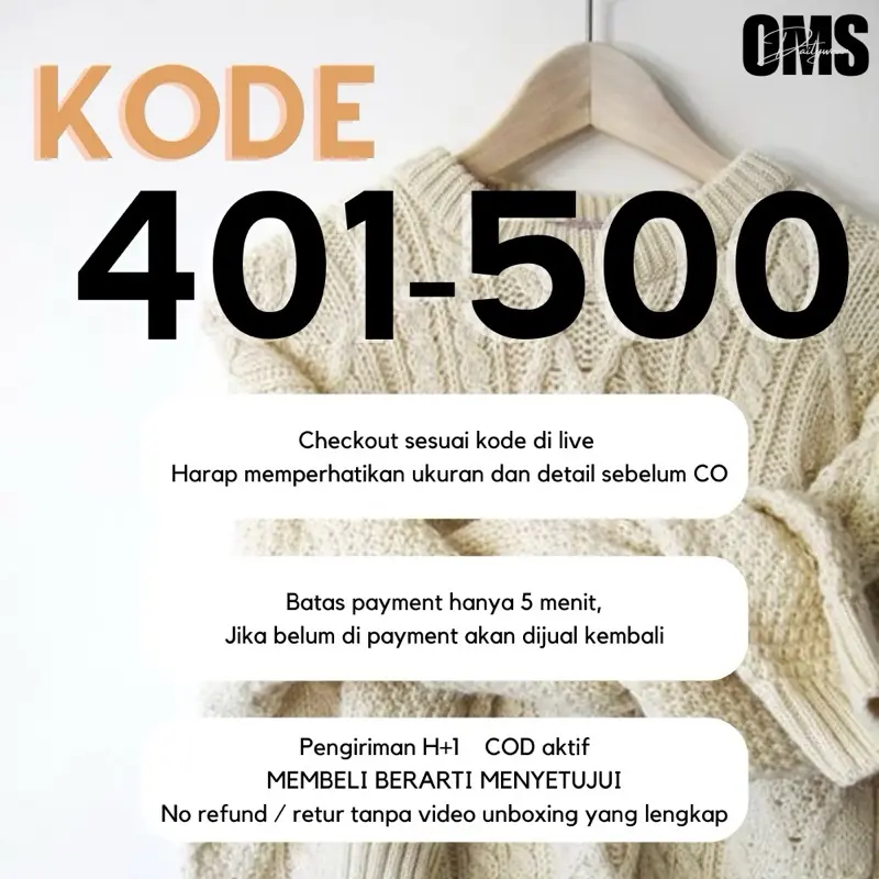 (kode 401-500) Nota pembayaran rajut / knitwear by OMSdailywear
