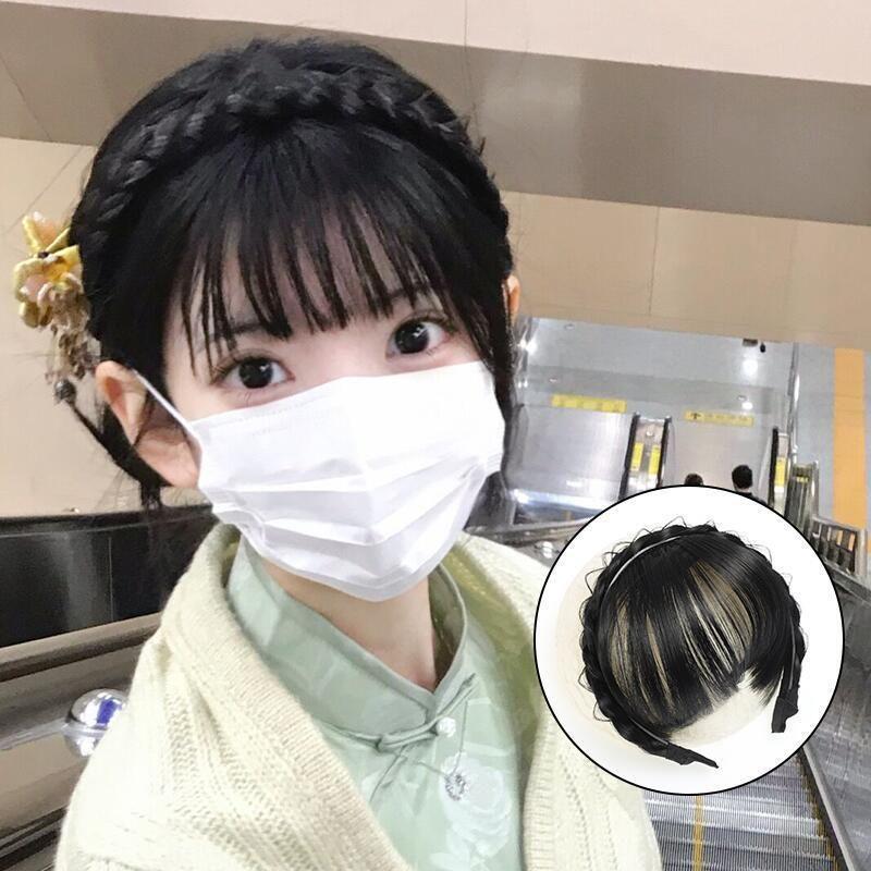 PONI BANDO KEPANG Wig Bando Poni Wanita Clip Headband Poni Palsu Anti Slip dan Nyaman dipakai Wig Poni Rambut Palsu Tulang Ikan 6