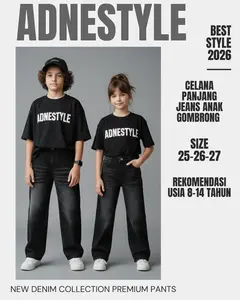 YANG LAGI TRENDY-Celana Panjang Jeans Anak Gombrong Celana Baggy Skena Usia 8-14Tahun Bahan Premium