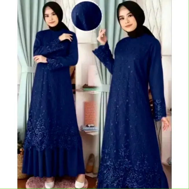 GAMIS PESTA MODEL TERBARU  TILE MUTIARA BUNGA BAWAH TEBAL