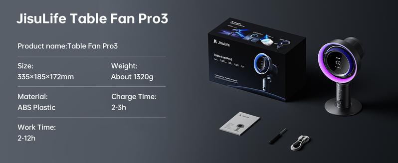 Product Introduction of 【สินค้าเข้าใหม่】JisuLife Table Fan Pro 3 8000mAh ชชาร์จได้ ปรับแรงลมได้ 100 ระดับ พร้อมพัดลมแรงลมเทอร์โบ ฟอกอากาศ มีไฟและหน้าจอดิจิทัล เหมาะสำหรับใช้ในบ้านและพกพาไปแคมป์ปิ้งกลางแจ้ง 21