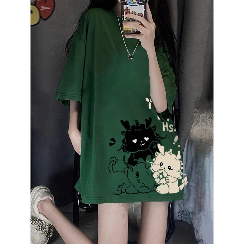 Product Introduction of Áo Thun Ngắn Tay Cho Cặp Đôi, Hợp Thời Trang, Năm Rồng, Phải Có, Rộng Rãi, Màu Đỏ Rượu Vang, Mùa Hè Top 4