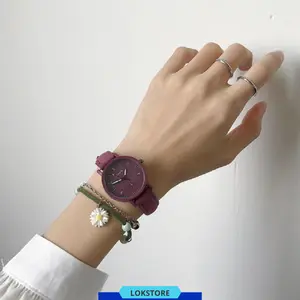 Jam Tangan Wanita & Pria Quartz Strap PU Analog Korean Fashion Casual Gaya Retro Ulzzang JF083