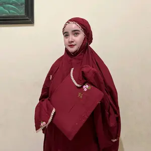 mukena rayon bordir terusan By Devita cantik anti gerah super nyaman free pouch Muslim