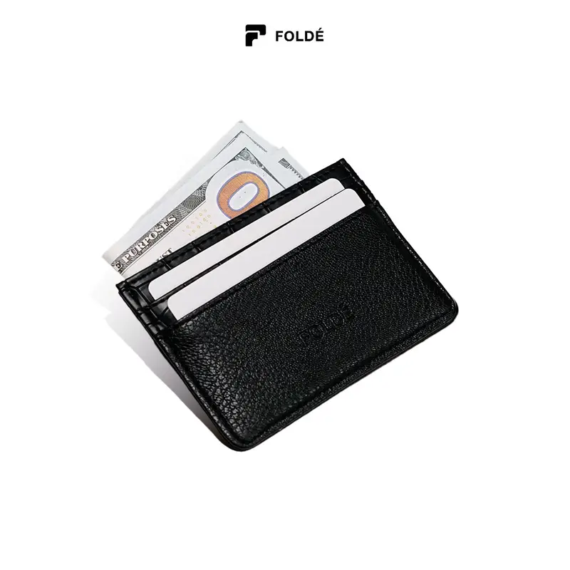 Folde Cortoa - Card Holder Kulit Motif Croco Fashion Pria Wild Black 2
