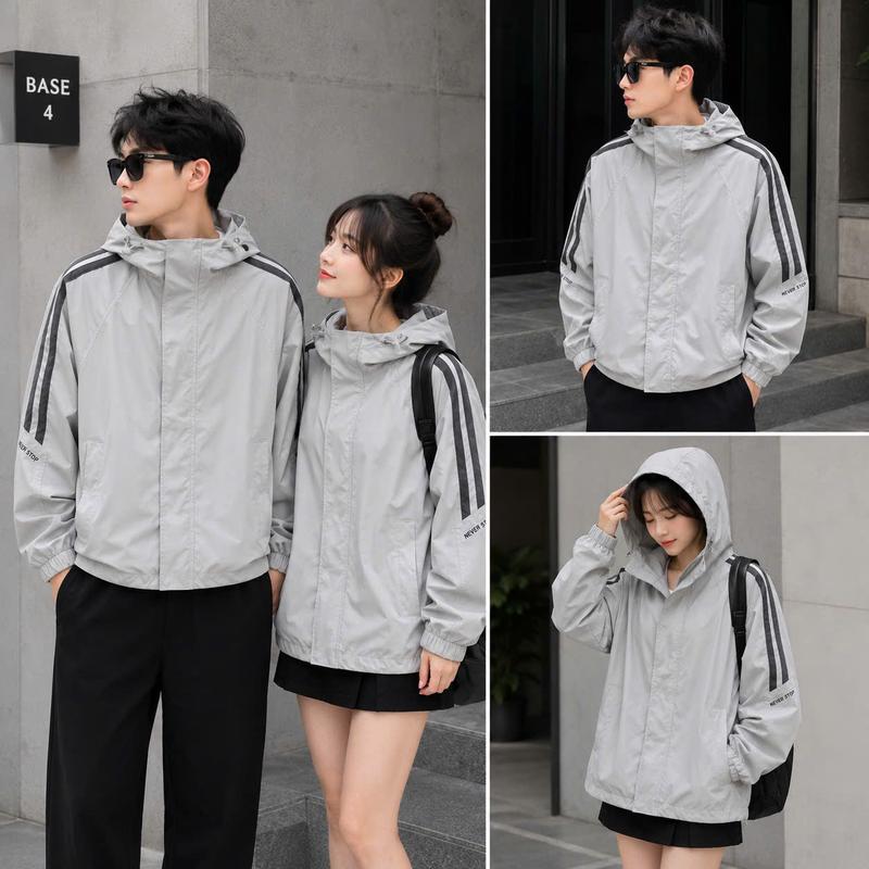 áo khoát dù nam nữ xám có mũ - chất đù 2 lớp mã có nón (xám,đen,trắng) Menswear Jacket M12