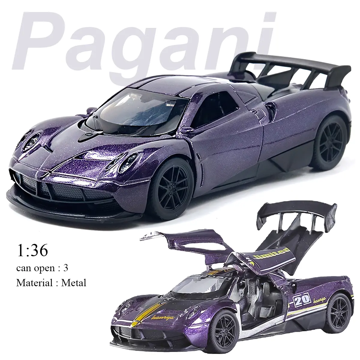 Mô Hình Xe Pagani, Chất Liệu Hợp Kim, Đồ Chơi Xe Thể Thao Cho Trẻ Em, Thích Hợp Cho Bé Trai, Mô Hình Xe Kim Loại Mô Phỏng, Tỷ Lệ 1: 36, Bộ Sưu Tập Trưng Bày Để Bàn, Cửa Mở Hoàn Toàn, Tính Năng Trả Lại Quán Tính, Quà Tặng Đồ Trang Trí Toy