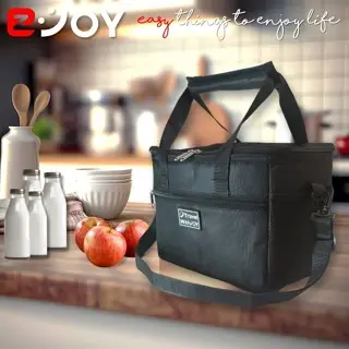 EZJOY Cooler Thermal Bag HITAM / Tas Termal Foil Piknik dan Perlengkapan Botol Susu Bayi / Travel Bag 7