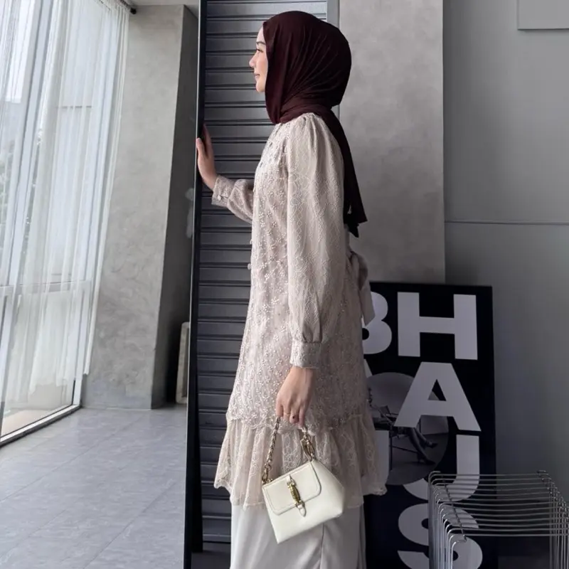 Stuffcisy [READY] Safwa Oneset Silk Tulle Chantily Kondangan Lamaran Wisuda Daily Panjang Setelan Rok Terbaru Kondangan Rempel Formal Muslim 5