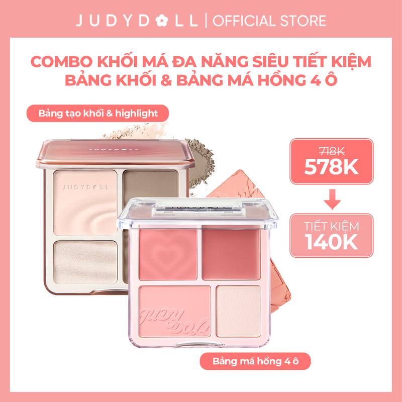NEW Combo Judydoll bảng phấn tạo khối và bảng má hồng Highlight Contour Palette & Blush Highlight Palette