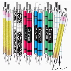 Paquete de 6 o 12 bolígrafos con esfera con purpurina, regalos de agradecimiento para maestros, enfermeras, colegas y oficina, suministros de papelería para escribir