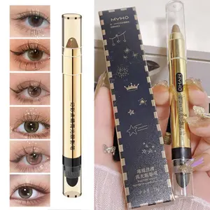 [COD] EyeShadow Pengiriman hari ini Shimmer EyeShadow Stick package Double Head High Gloss EyeShadow Pen Pearl Fine Flash Brighten Stick